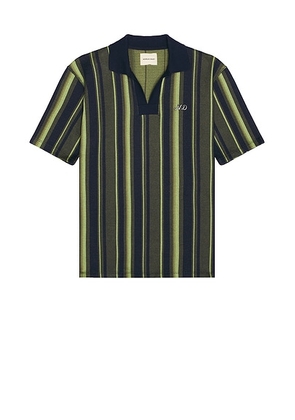 Nicholas Daley Rugby Striped Polo in Navy & Mint - Navy, Green. Size XL (also in ).