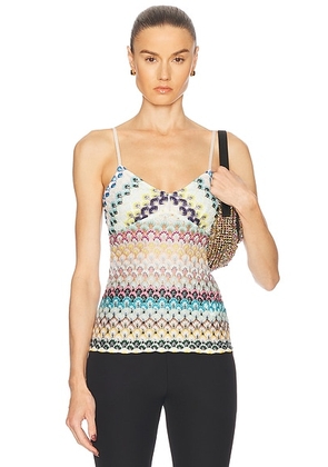 Missoni Striped Sleeveless Top in Multi Blue  Brown  & Yellow - Blue,Pink. Size 40 (also in ).