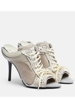 Balenciaga Stapler embellished leather-trimmed mules