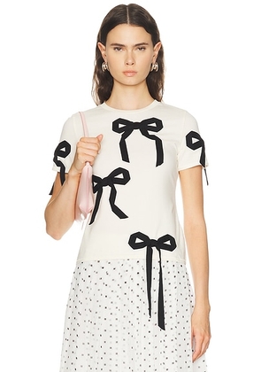 Marc Jacobs Bow Shrunken Tee in Ivory & Black - Ivory,Black. Size XS (also in S, M, L).