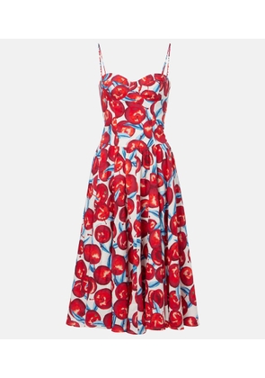 Farm Rio Printed linen-blend midi dress