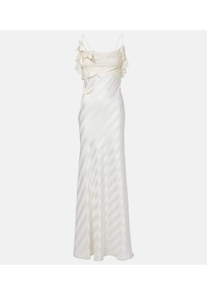 Self-Portrait Lace-trimmed satin gown