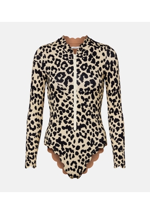 Marysia Northsea leopard-print rashguard swimsuit