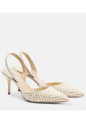 Manolo Blahnik Carolyne raffia slingback pumps