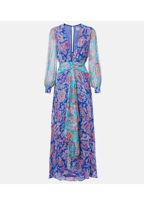 Rixo Meera floral gathered chiffon maxi dress