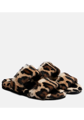 Dolce&Gabbana Leopard-print shearling slides