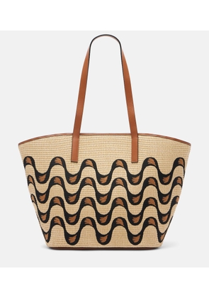 Farm Rio Basket Large leather-trimmed tote bag