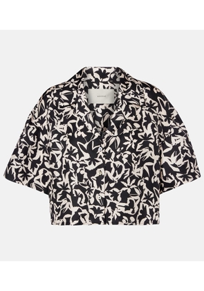 Asceno Lincoln printed cropped silk twill shirt