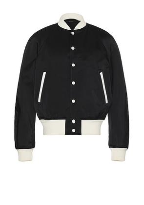 TOM FORD Shiny Bomber Jacket in Black & White - Black. Size 48 (also in 50).