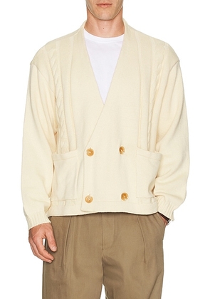 Found Found Double Breasted Cable Knit Cardigan in Cream - Cream. Size XL/1X (also in S).