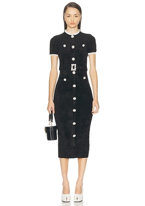 Self-portrait Chenille Knit Midi Dress in Black - Black. Size S (also in ).