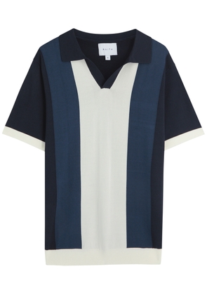 Raith Campi Colour Block Fine-knit Polo Shirt - Navy - L