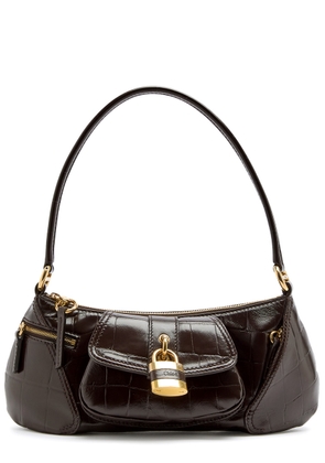 Chloe The 99 Crocodile-effect Leather Shoulder bag - Dark Brown - One Size