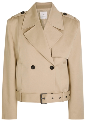Anine Bing Double-breasted Cotton Trench Jacket - Taupe - L (UK14 / L)