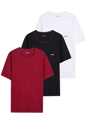 Boss Classic Logo-embroidered Cotton T-shirt - set of Three - Red - S