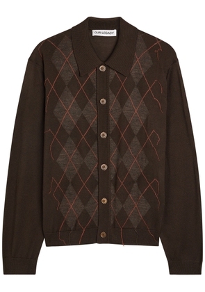 Our Legacy Argyle-intarsia Wool Polo Shirt - Black - 48 (IT48 / M)