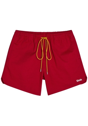 Rhude Classic Logo-embroidered Cotton Shorts - Red And White - L