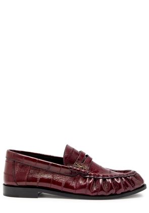 Saint Laurent Le Loafer 15 Glossed Leather Loafers - Burgundy - 39 (IT39 / UK6)