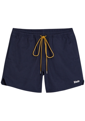 Rhude Classic Logo-embroidered Cotton Shorts - Navy - S