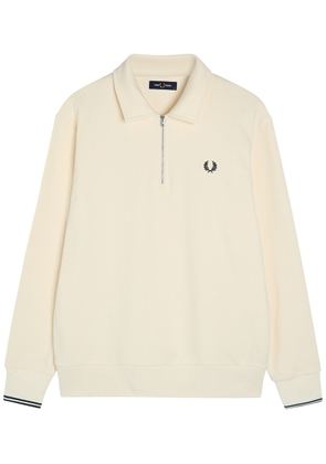 Fred Perry Half-zip Logo-embroidered Cotton Sweatshirt - Ecru - XL