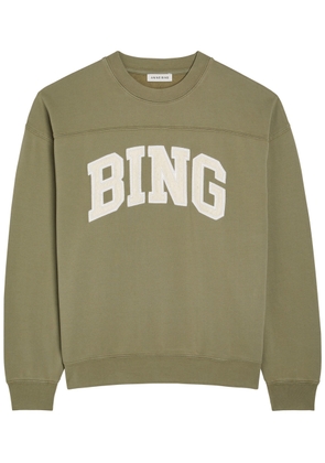 Anine Bing Trenton Logo-appliquéd Cotton Sweatshirt - Green - L (UK14 / L)