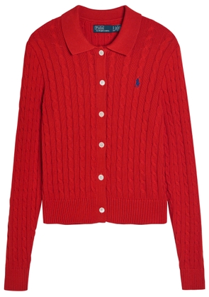 Polo Ralph Lauren Logo-embroidered Cable-knit Cotton Cardigan - Orange - XS (UK6 / XS)
