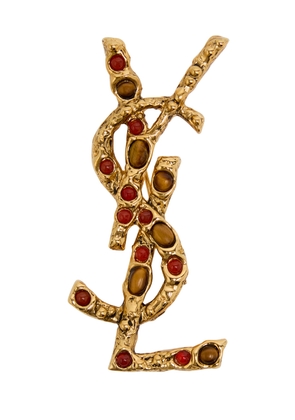 Saint Laurent Cassandre Stone-embellished Brooch - Gold - One Size