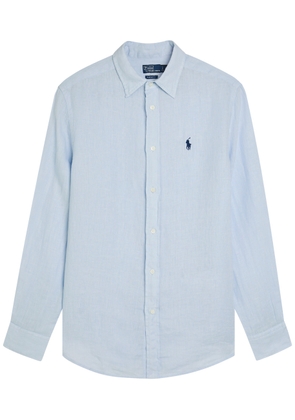 Polo Ralph Lauren Logo-embroidered Linen Shirt - Light Blue - L (UK14 / L)