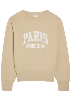 Anine Bing Harry Shrunken Logo-appliquéd Cotton Sweatshirt - Beige - M (UK12 / M)