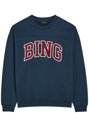 Anine Bing Trenton Logo-appliquéd Cotton Sweatshirt - Navy - XS (UK6 / XS)