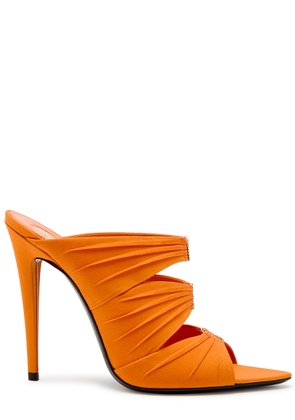 Saint Laurent Emilie 110 Ruched Satin Sandals - Orange - 39 (IT39 / UK6)