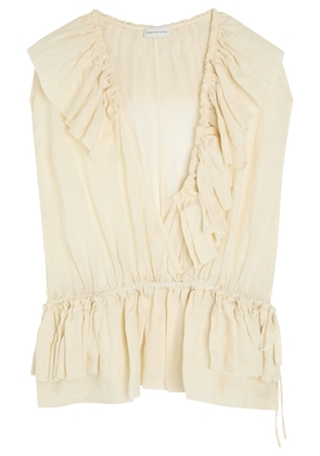 Dries Van Noten Cally Bis Ruffle Woven Blouse - Ivory - 34 (UK6 / XS)