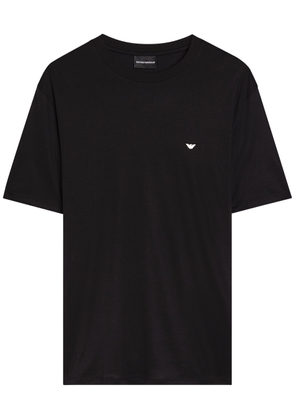Emporio Armani Logo-embroidered Jersey T-shirt - Black - L