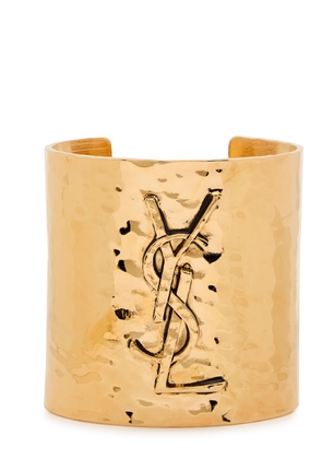 Saint Laurent Logo Hammered Cuff - Gold - M