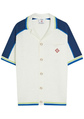 Casablanca Panelled Crochet Cotton-blend Shirt - White And Blue - S