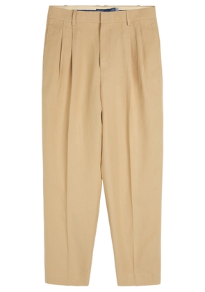 Polo Ralph Lauren Pleated Tapered-leg Hemp Trousers - Tan - 6 (UK10 / S)