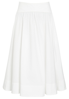 Zimmermann Gathered Cotton-poplin Midi Skirt - Ivory - 2 (UK 12 / M)