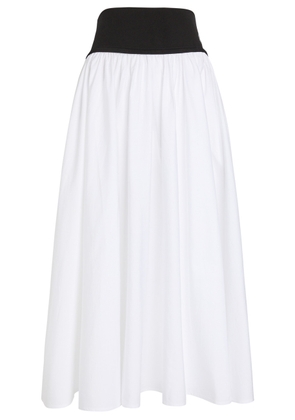 Polo Ralph Lauren Logo-embroidered Cotton-poplin Maxi Skirt - White And Black - L (UK14 / L)