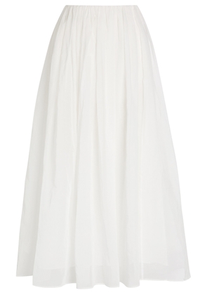 Brunello Cucinelli Gathered Cotton Midi Skirt - White - 42 (UK10 / S)