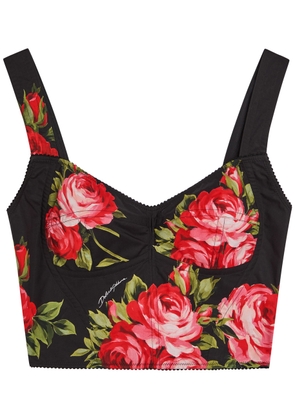 Dolce & Gabbana Floral-print Cropped Cotton-blend top - Multicoloured 1 - 38 (UK6 / XS)