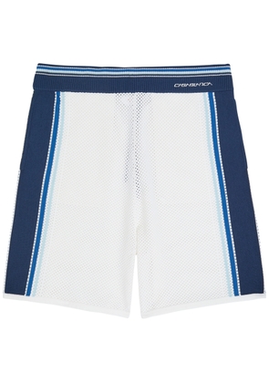 Casablanca Panelled Knit Shorts - White And Blue - M
