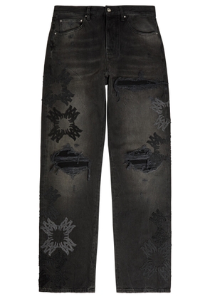 Amiri Distressed Logo-appliquéd Straight-leg Jeans - Denim - 36 (W36 / XL)