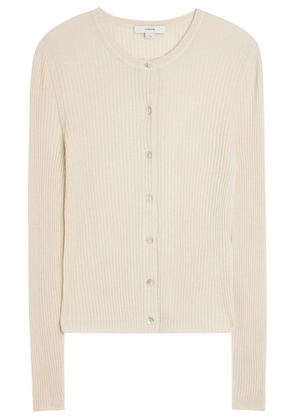 Vince Ribbed Cashmere and Silk-blend Cardigan - Sand - L (UK14 / L)