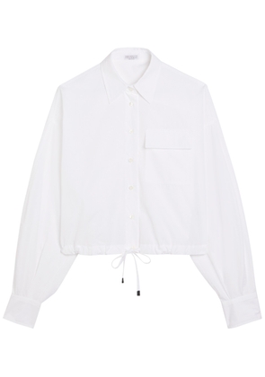 Brunello Cucinelli Drawstring Cotton-poplin Shirt - White - M (UK12 / M)