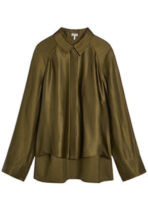 Loewe Cape-effect Satin Shirt - Khaki - 42 (UK14 / L)