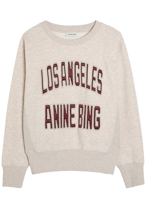 Anine Bing Harry Shrunken Logo-appliquéd Cotton Sweatshirt - Beige - M (UK12 / M)