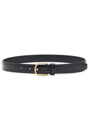 Toteme Slim Crocodile-embossed Leather Belt - Black - 90 (UK 14 / XL)