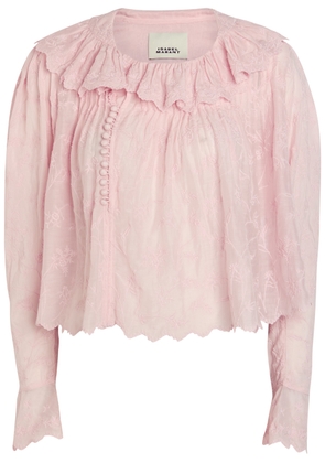 Isabel Marant Zelly Embroidered Cotton-blend Blouse - Pink - 34 (UK6 / XS)