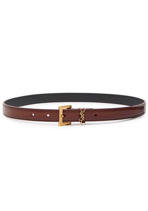 Saint Laurent Logo Leather Belt - Dark Brown - 80 (UK 10 / M)