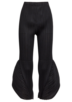 Issey Miyake Pleats Please Pleated Flared-leg Woven Cropped Trousers - Black - 3